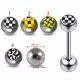 316L Surgical Steel 14G 14MM Threaded Straight Bar With Checked Logo balls