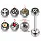 316L Surgical Steel 14G 14MM Threaded Straight Bar With Black & White Logo Balls