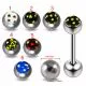 14G Mix Logo 14MM Threaded Straight Bar With Surgical Steel Balls