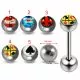 316L Surgical Steel 14G 14MM Threaded Straight Bar With Mixed Design Logo Balls