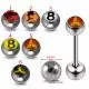 316L Surgical Steel 14G 14MM Threaded Straight Bar With Mix Fish and Pool 8 Logo balls