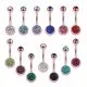Pink Anodized Double Jeweled 14G Banana Belly Ring