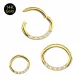 14K Gold Oval Shape With CZ Jeweled Classic Hinged Segment Clicker Ring