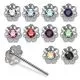 925 Silver Jeweled Flower Style Straight End Nose stud