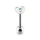 Jeweled 925 Sterling Silver Heart Flower Tongue With SS Bar Ring Body Jewelry