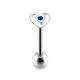 14gauge Blue Jeweled Heart Flower Tongue Ring