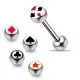 Tongue Barbell with 4 Free Black And Red Logo Ball 