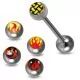 Tongue Barbell with 4 Free Flame Logo Ball