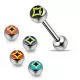 14G SS Tongue Barbell with 4 Free Logo Ball