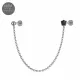 G23 Grade Titanium Two Hole Piercing Chain with Round and Triple Stone Tragus Top Push Fit with Flat Back Labret