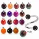 316L Surgical Steel Eyebrow Twisted Barbell With Multi Color Stripe UV Balls