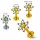 Opal Center Flower Prong set 6 CZ Cartilage Tragus