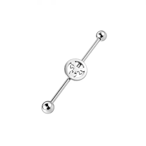 Tongue Piercing with Print 14 Gauge - 14 mm to 19 mm Length 316L Surgical Steel Straight Barbell Tongue Piercing Funny, Stainless Steel