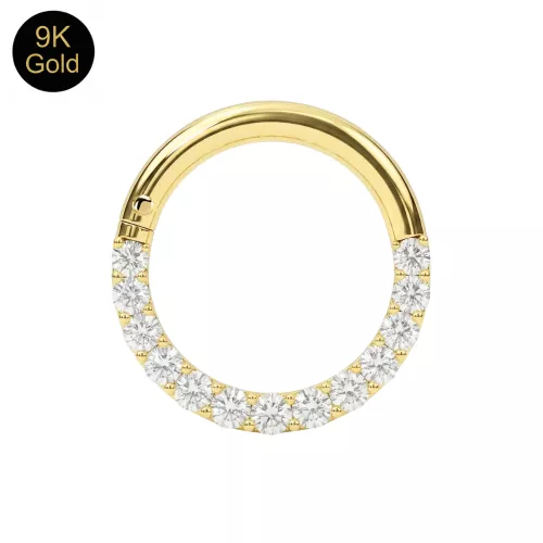 9K Gold Infinity-Edge CZ Jeweled Segment Clicker Ring | SEG116-9K
