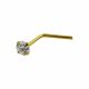 10K Solid Yellow Gold L-Shaped Jeweled Nose Stud