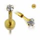 14K Gold Internal Lip Labret with Square Jeweled Top
