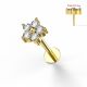 14K Gold Internal Lip Labret with Flower Jeweled Top