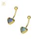 14K Solid Yellow Gold 8MM Heart CZ Jeweled Navel Belly Bar