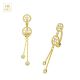14K Solid Yellow Gold Double Wheeled CZ Jeweled Dangling Reverse Navel Belly Bar