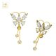 14K Solid Yellow Gold Marquise CZ Jeweled Butterfly Dangling Reverse Navel Belly Bar