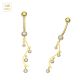 14K Solid Yellow Gold Stones Dangling Jeweled Navel Belly Button Ring