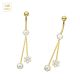 14K Solid Yellow Gold CZ Flower Dangling Belly Button Ring