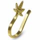 14K Solid Yellow Gold Marijuana Leaf Fake Non Piercing Cuff Jewelry