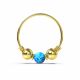 14K Yellow Gold Spring Coil end with Opal center Nose Hoop Ring