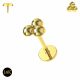 14K Gold Internally Threaded Trinity Balls Tragus Piercing Ear Stud