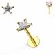 9K Solid Yellow Gold Star CZ Stone Top Labret Piercing