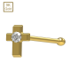 9K Gold jeweled Cross Ball End Nose Pin