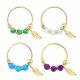 14K Yellow Gold Opal Stones with Leaf Hoop Nose Ring