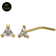 9K Solid Yellow Gold 22G Triangle Stone L-Shape Nose Stud