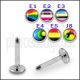 SS Labret with 4mm Multi Color Logo Ball