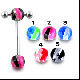 Acrylic OCEAN Fun Ball Straight Barbell Tongue Ring With UV Fancy Ball