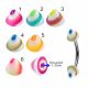 316L Surgical Steel Eyebrow Banana With Multi Color Cotton Candy Design UV Cones