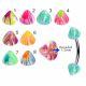 316L Surgical Steel Eyebrow Banana With Colorful Marble Design UV Cones