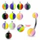 316L Surgical Steel Belly Banana With Colorful Rasta UV Ball