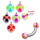 SS Eyebrow Curved Bar With Mix Color UV Balls Body Jewelry