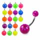 316L Surgical Steel Banana Belly Bar With Fancy Color UV Balls