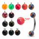 316L Surgical Steel Eyebrow Banana With Mix Color Marble Designed UV Ball