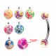 316L Surgical Steel Eyebrow Banana With Multi Color Marble Design UV Ball