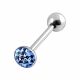 Tongue Barbell with Epoxy covered By Green Crystals Body Jewelry 