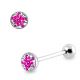 Tongue Barbell with Pink Star Epoxy Covered By White Crystals
