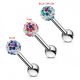 316L Surgical Steel Straight Barbell With Gem In Ferido Ball Tongue Piercing