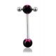 Tongue Barbell with UV Ball With Pink Star Logo 
