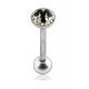 SS Tongue Barbell with Black Crystal Epoxy covered White crystals Body Jewelry
