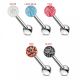 316L Surgical Steel Straight Barbell With Plain CZ Jeweled Ball Tongue Piercing