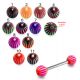 SS Tongue Barbell with Red And White UV Spiral Print Balls Body Jewelry