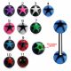 SS Tongue Barbell with Blue UV Black Star Print Balls Body Jewelry
